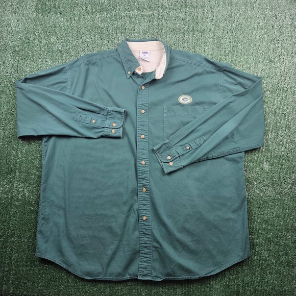 Vintage Green Bay Packers CSA Mens XL Green Cotton Button Down Shirt NFL Logo - Picture 3 of 8